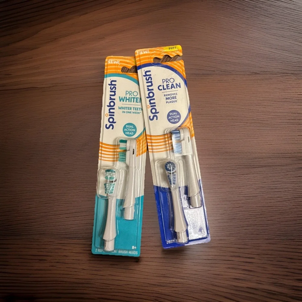 2 Packs Of 2 Spinbrush Pro Series Pro Clean/White Replacement‎ Brush Heads Soft
